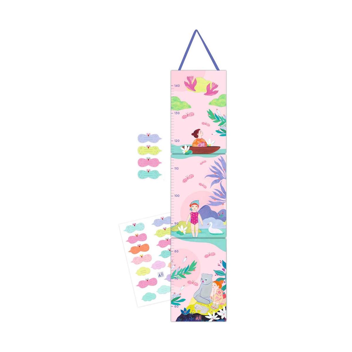 Toise avec stickers rose, jaune, vert, DJECO