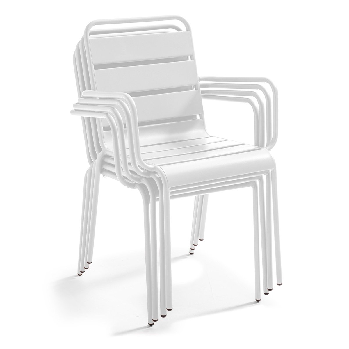Table 60x60 cm inclinable stratifiée avec pied blanc et chaises en métal, OPERA blanc, OVIALA