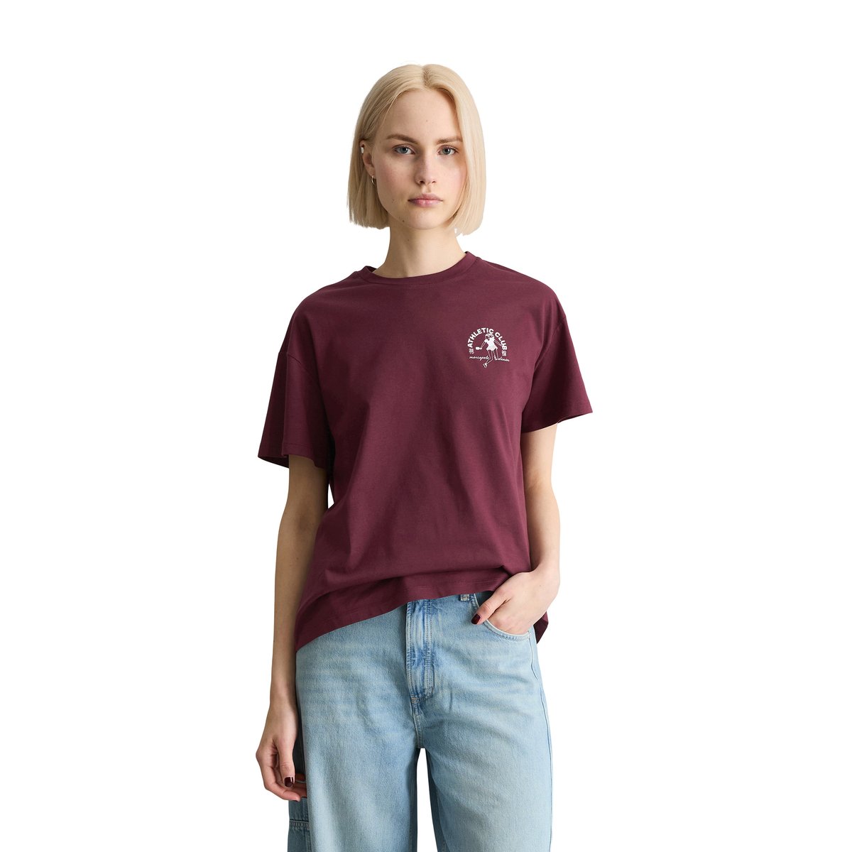T-shirt DfC relaxed en Basic Single Jersey rouge foncé, MARC O’POLO DENIM