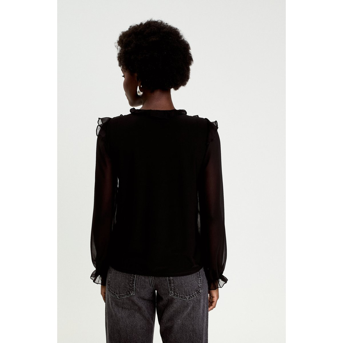 Blouse col v manches longues noir, CACHE CACHE