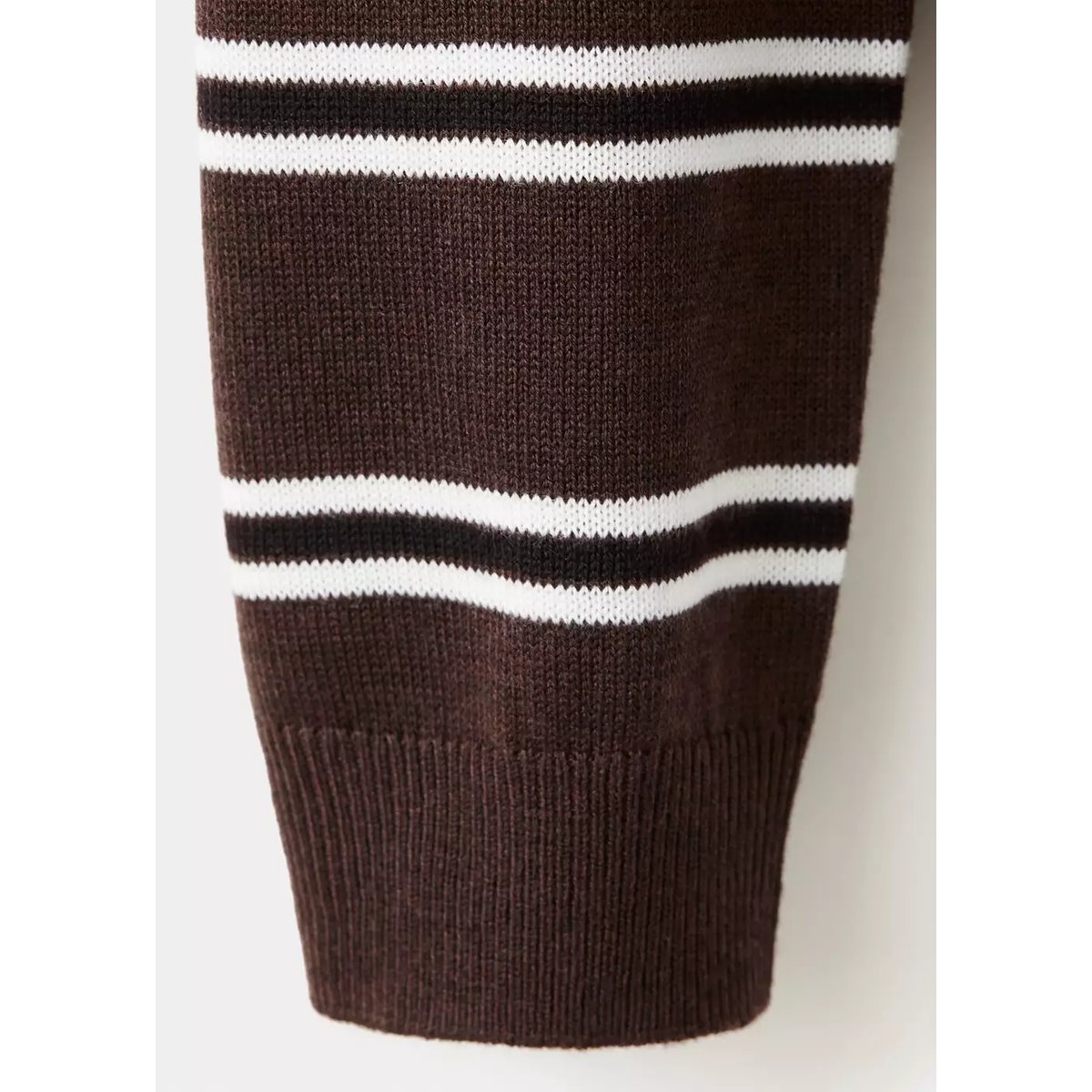 Pull-over rayures col polo chocolat, MANGO