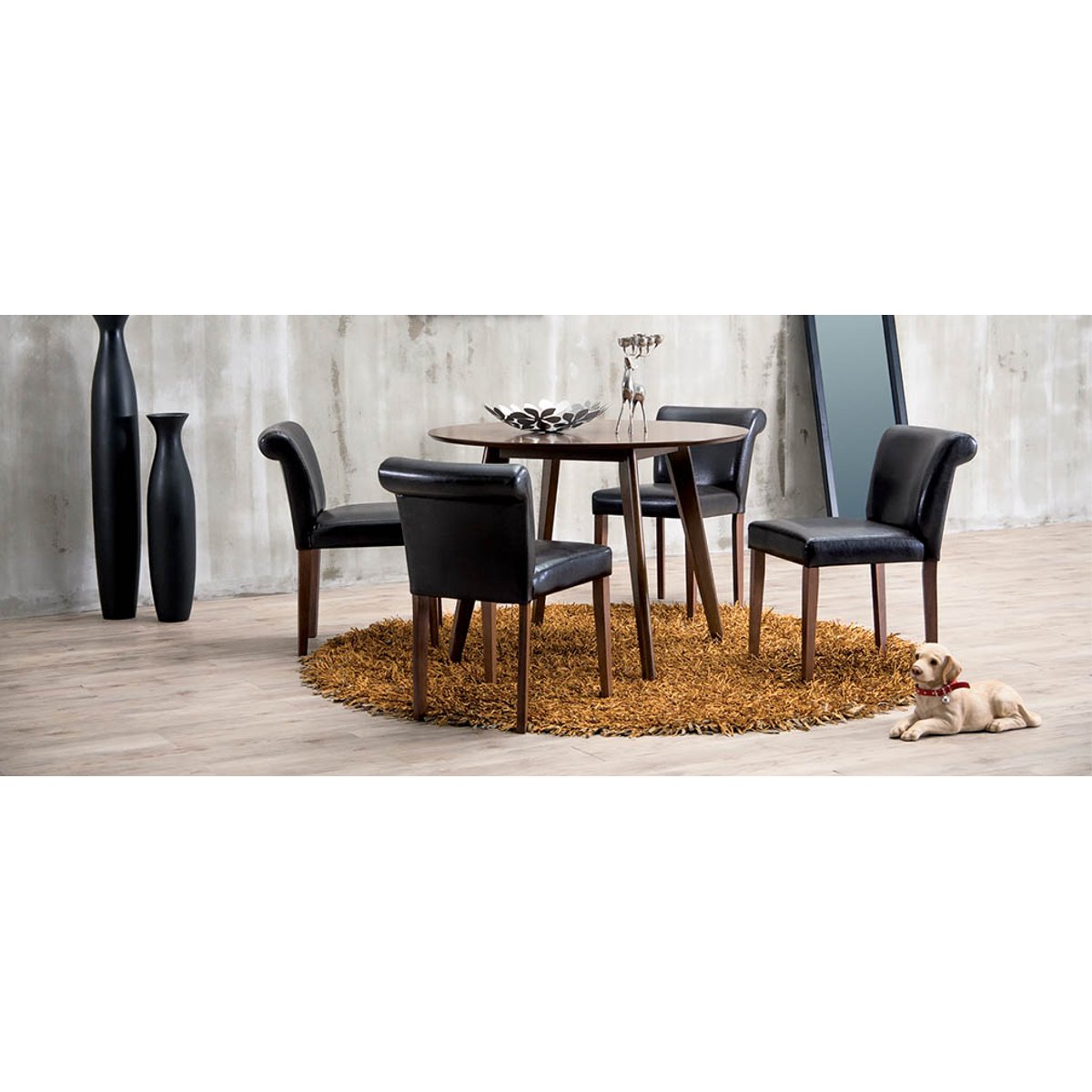Table scandinave ronde blanc et bois D100 cm LEENA blanc, MILIBOO