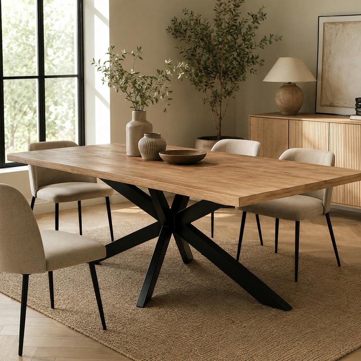 Table à manger rectangulaire bois de manguier 240 cm FULTON bois naturel, PIER IMPORT