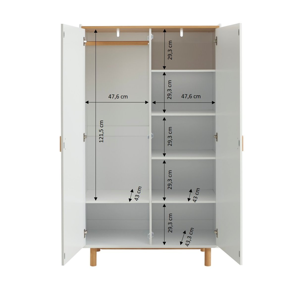 Armoire enfant 2 portes  AURA blanc, BAÏTA
