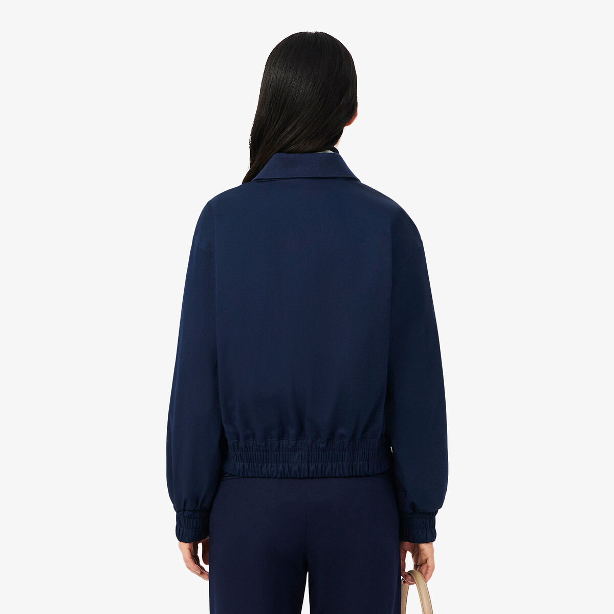 Giacca corta con cerniera e collo a polo navy, LACOSTE