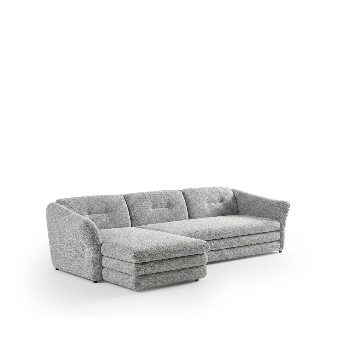 Canapé d'angle fixe 4 places en tissu chiné, MARBLE gris, BOBOCHIC