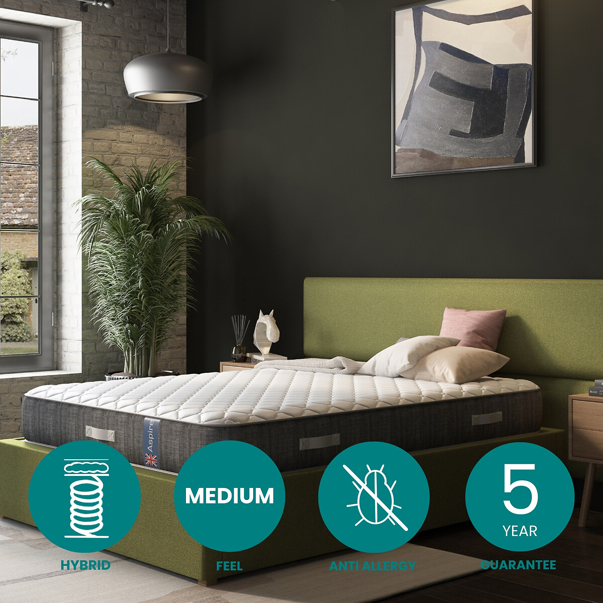 Pocket+ Natural Mattress white, ASPIRE