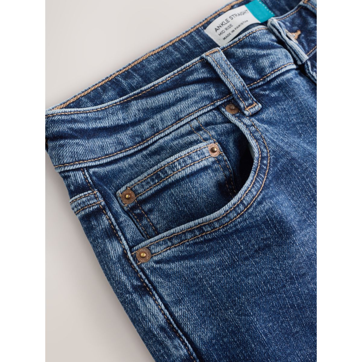 Jean droit longueur cheville taille mi-haute bleu foncé, NEXT