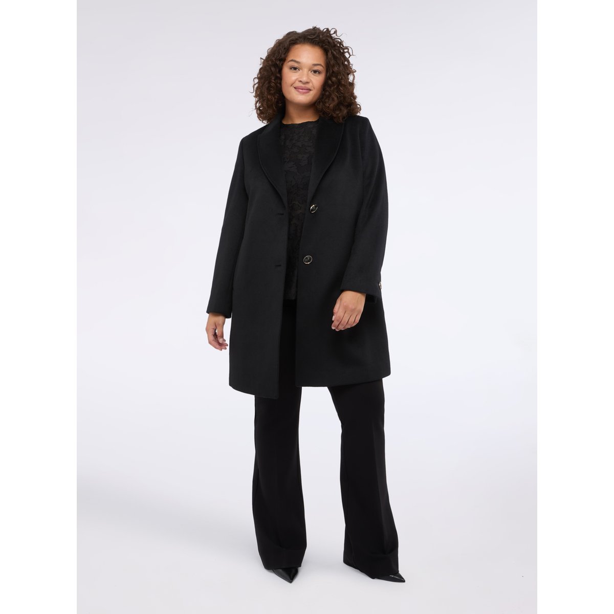 Pantalon flare en Punto Milano noir, FIORELLA RUBINO