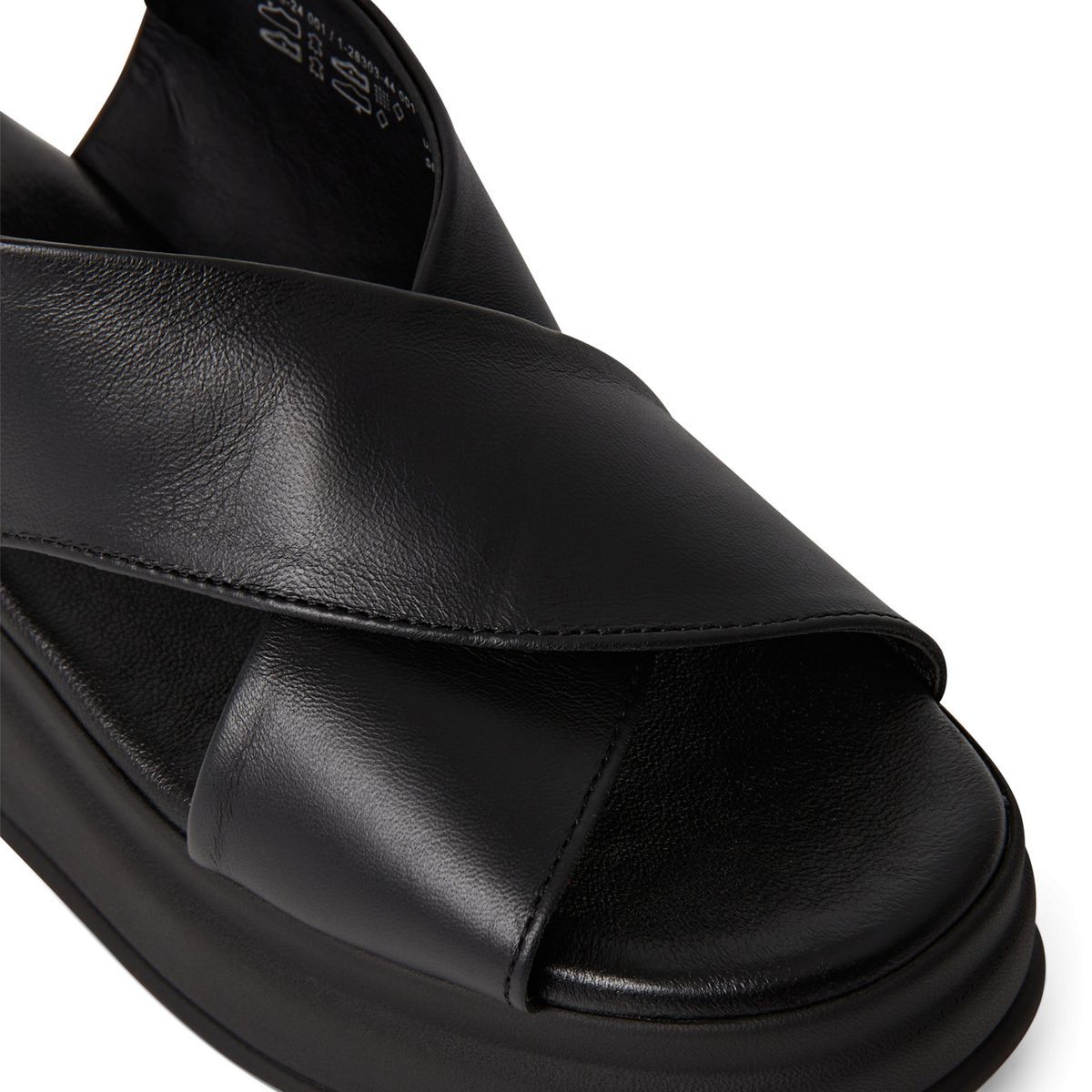 Sandale à talon en cuir noir, TAMARIS