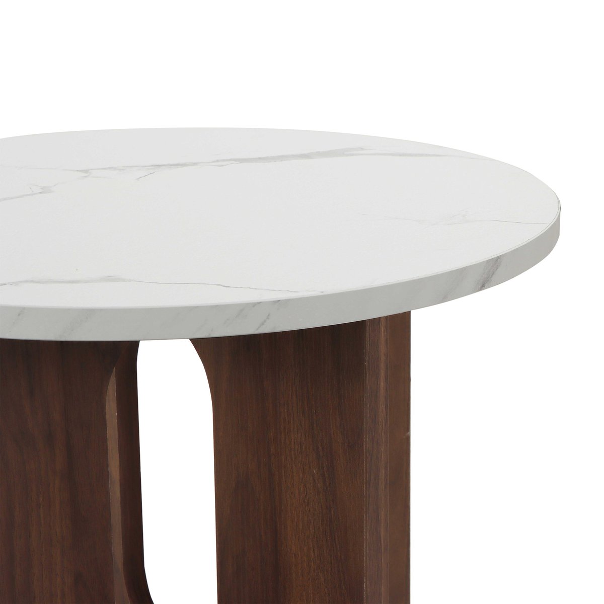 Table basse effet marbre ronde 50 x 40 cm, KLERY bois foncé, OVIALA