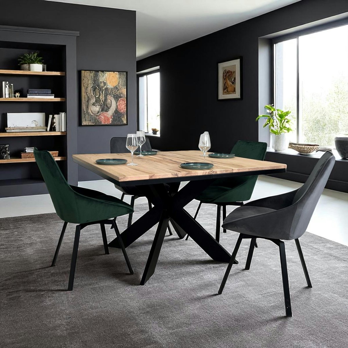 Table carrée extensible 4/8 places en chêne massif PALERME chêne blanc, PIER IMPORT