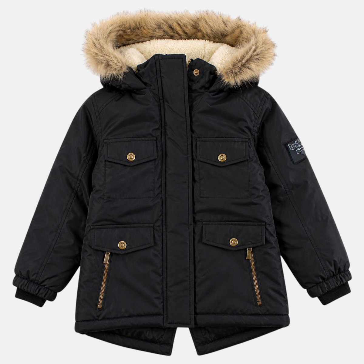 Parka à capuche bordée de fourrure d'imitation, coupe droite et fermeture zippée WINTRY noir, LEE COOPER