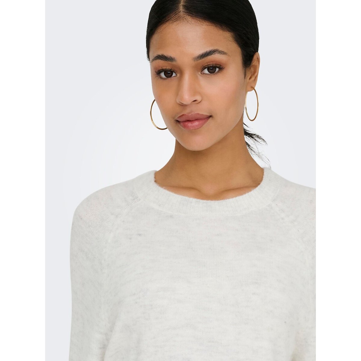 Pull manches 3/4, col rond blanc, JDY