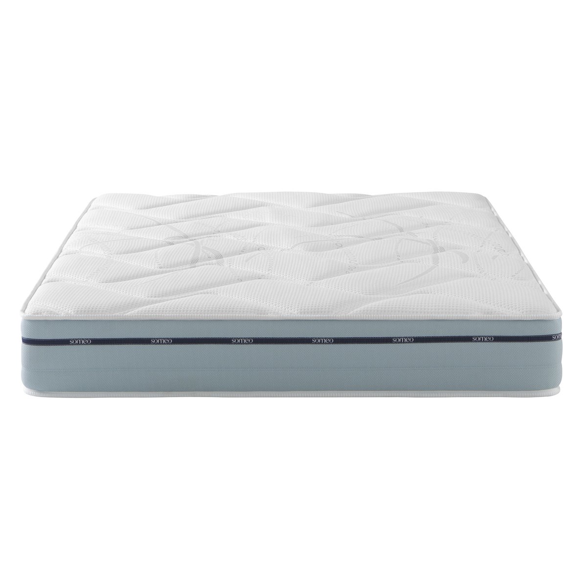 Ensemble matelas mémoire de forme, sommier, pieds, couette et oreiller Songe 500 blanc, SOMEO