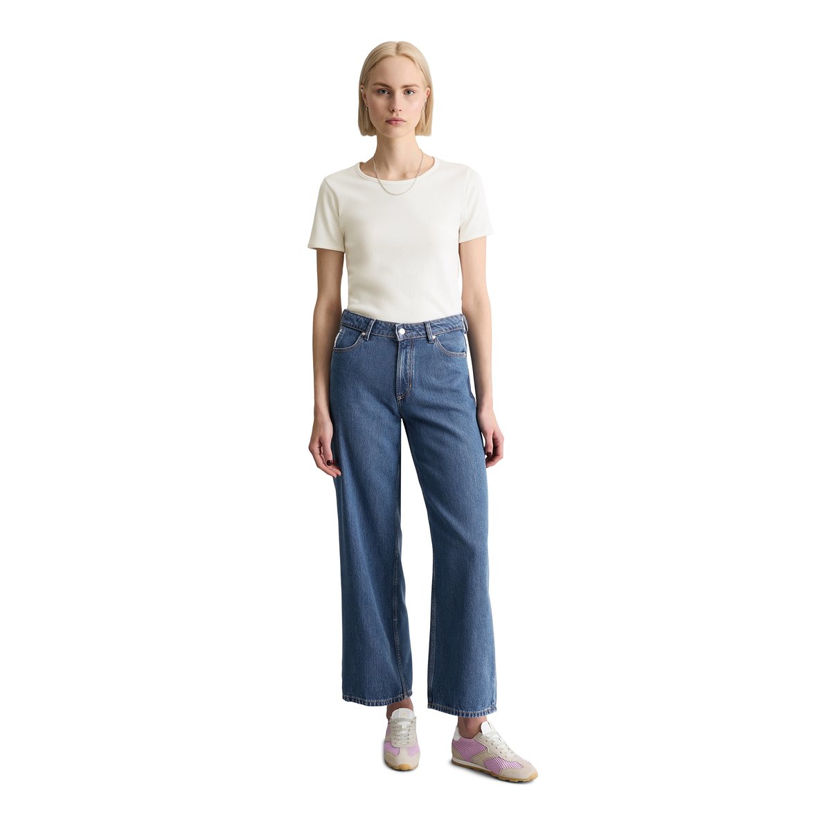 Jeans modèle Tomma wide cropped en mélange de lyocell sans stretch bleu moyen, MARC O’POLO DENIM