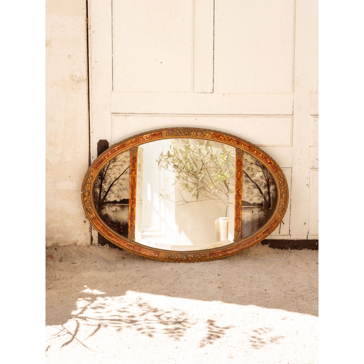 Miroir ovale en bois Georges N°1347 - Bon état miroir, DEBONGOUT
