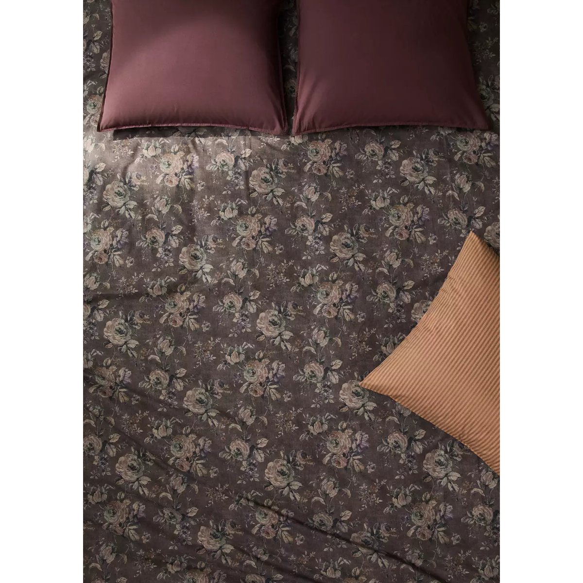 Housse de couette en percale de coton 100 % Lit 90 cm marron, MANGO HOME