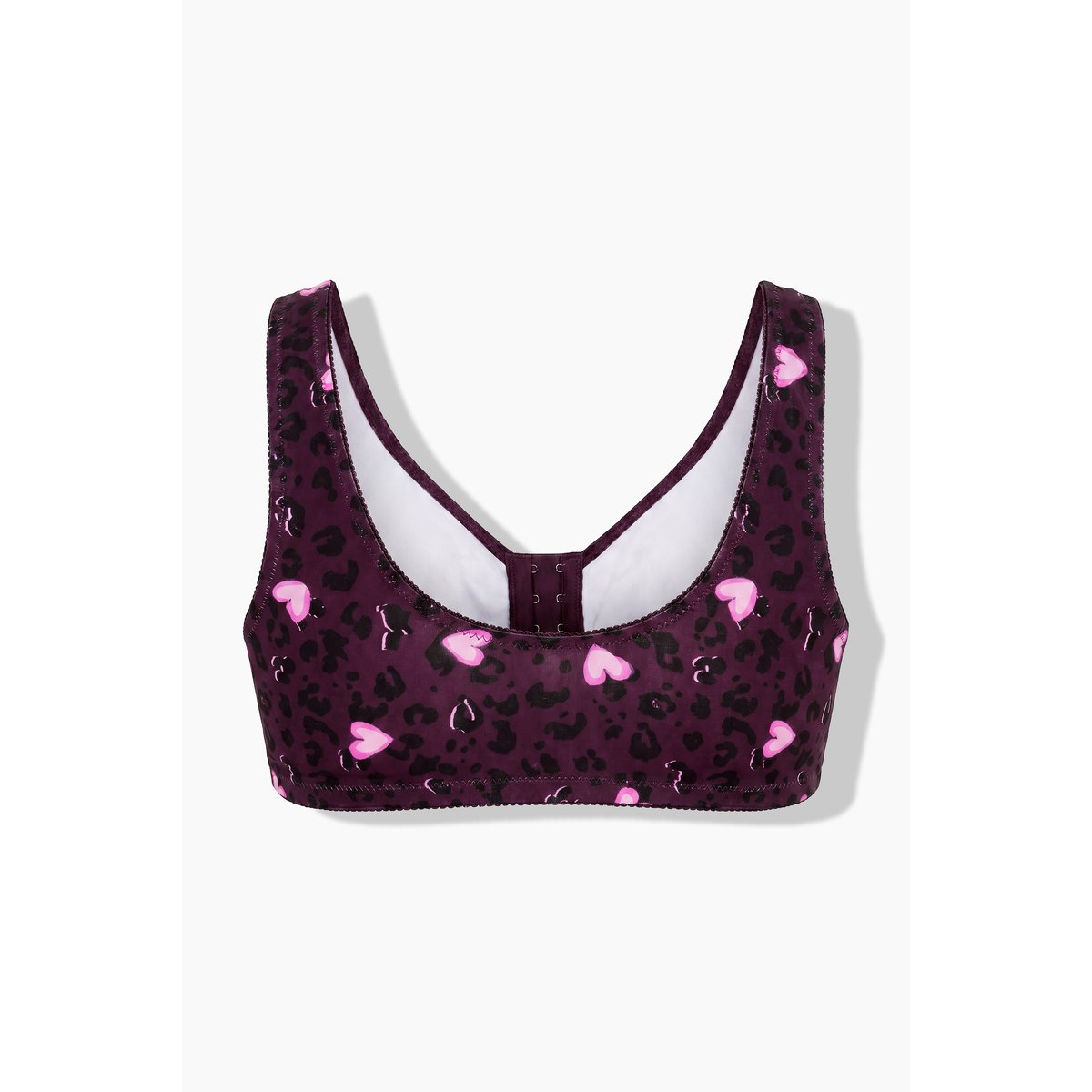 Brassière, motif léopard/cœurs prune foncé, ULLA POPKEN