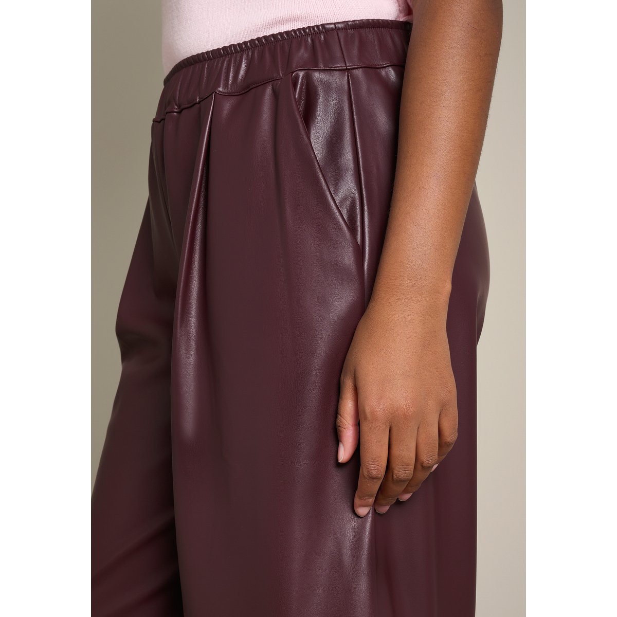 Pantalon large enduit bordeaux wine, LOLALIZA