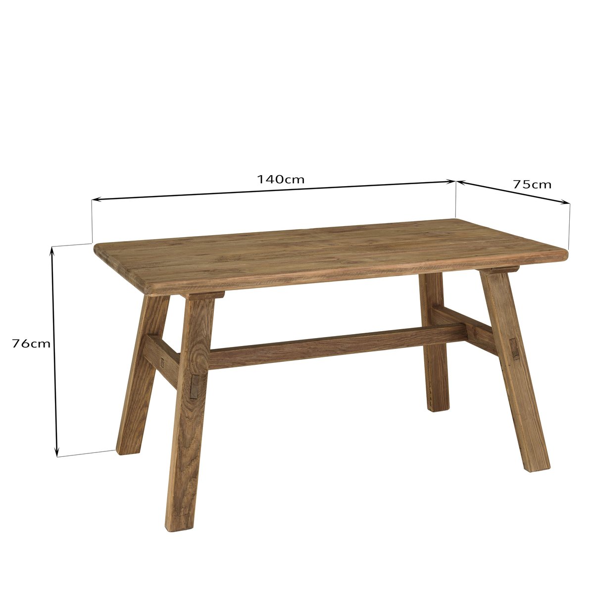 Table à manger bois recyclé style campagne 140 cm DENVER bois naturel, PIER IMPORT