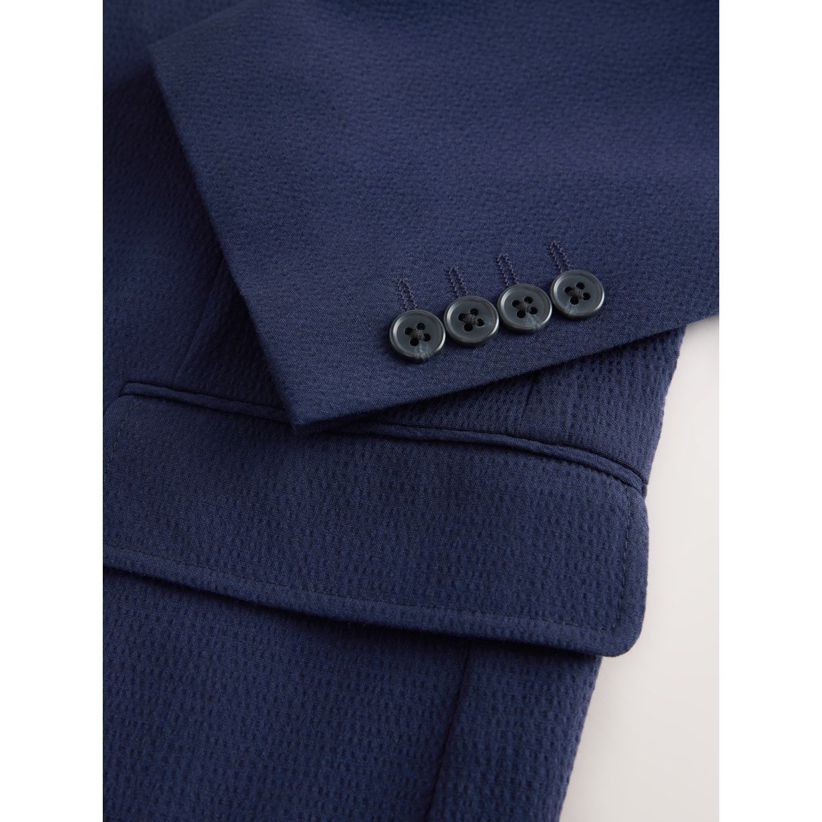 Veste de costume en seersucker texturé bleu marine, NEXT