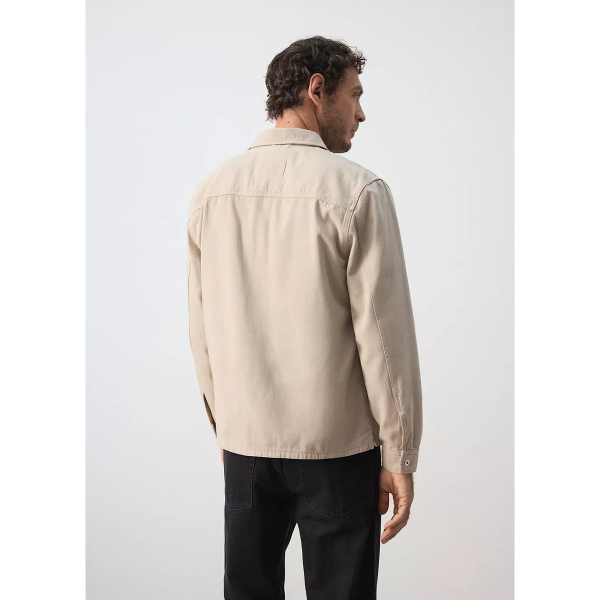 Surchemise en jean poches beige, MANGO MAN