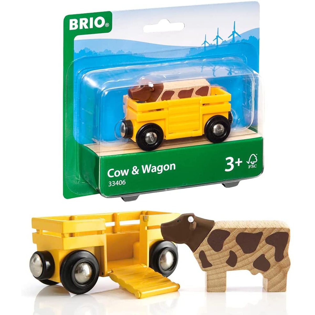 Wagon transport de bétail jaune, BRIO
