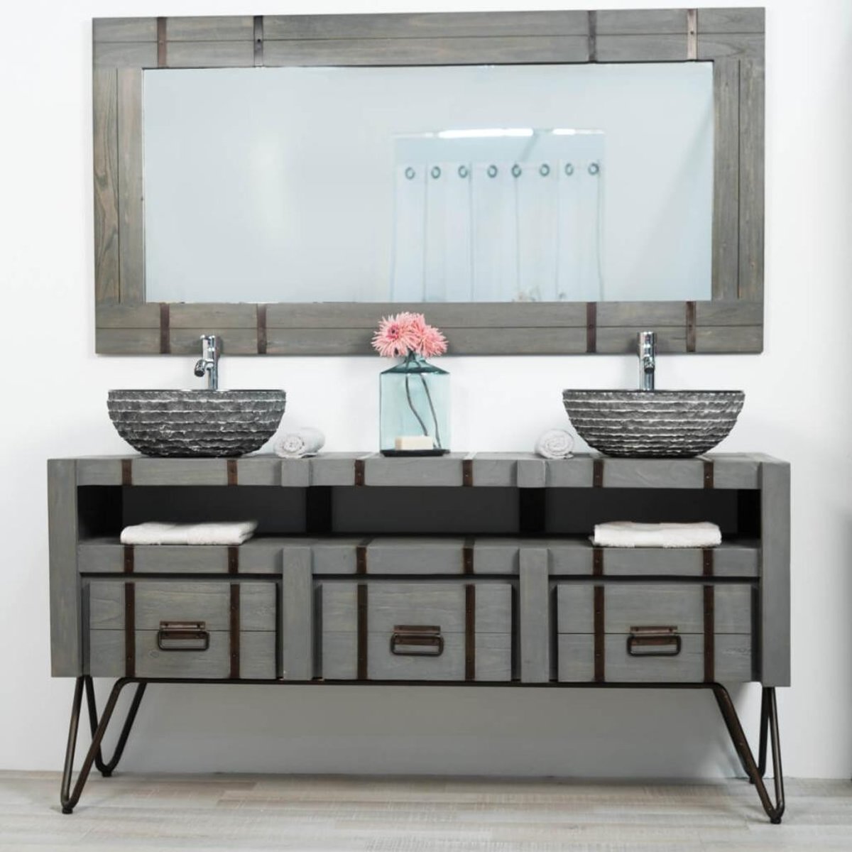 Grand miroir de rectangle 160x80 LOFT gris, WANDA COLLECTION