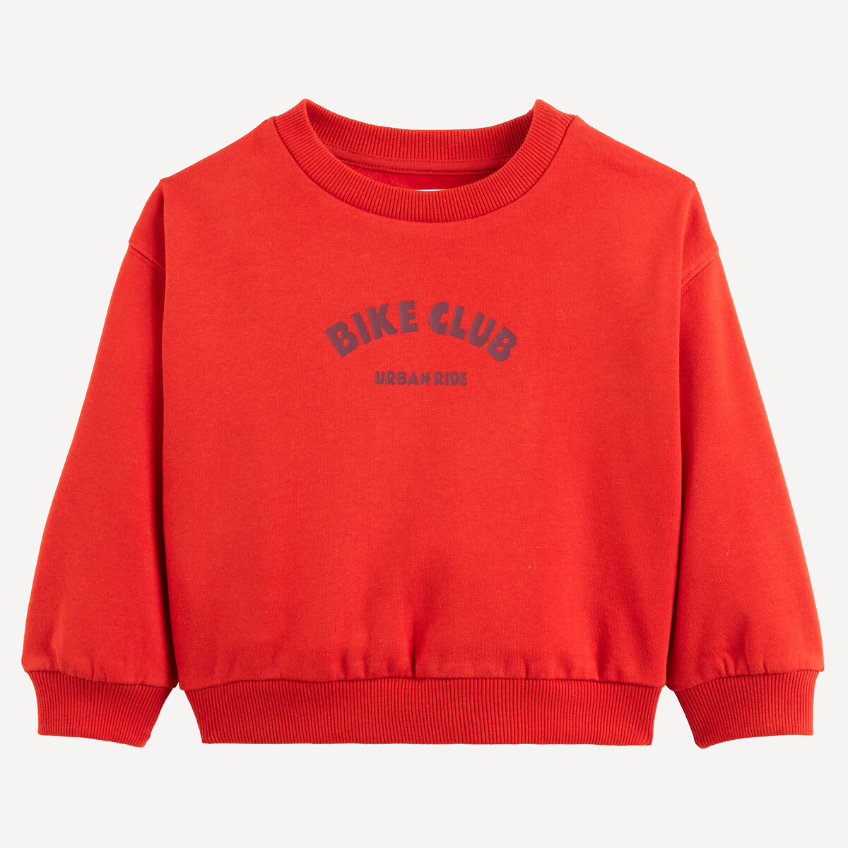 Sweat col rond à message, en molleton rouge, LA REDOUTE COLLECTIONS