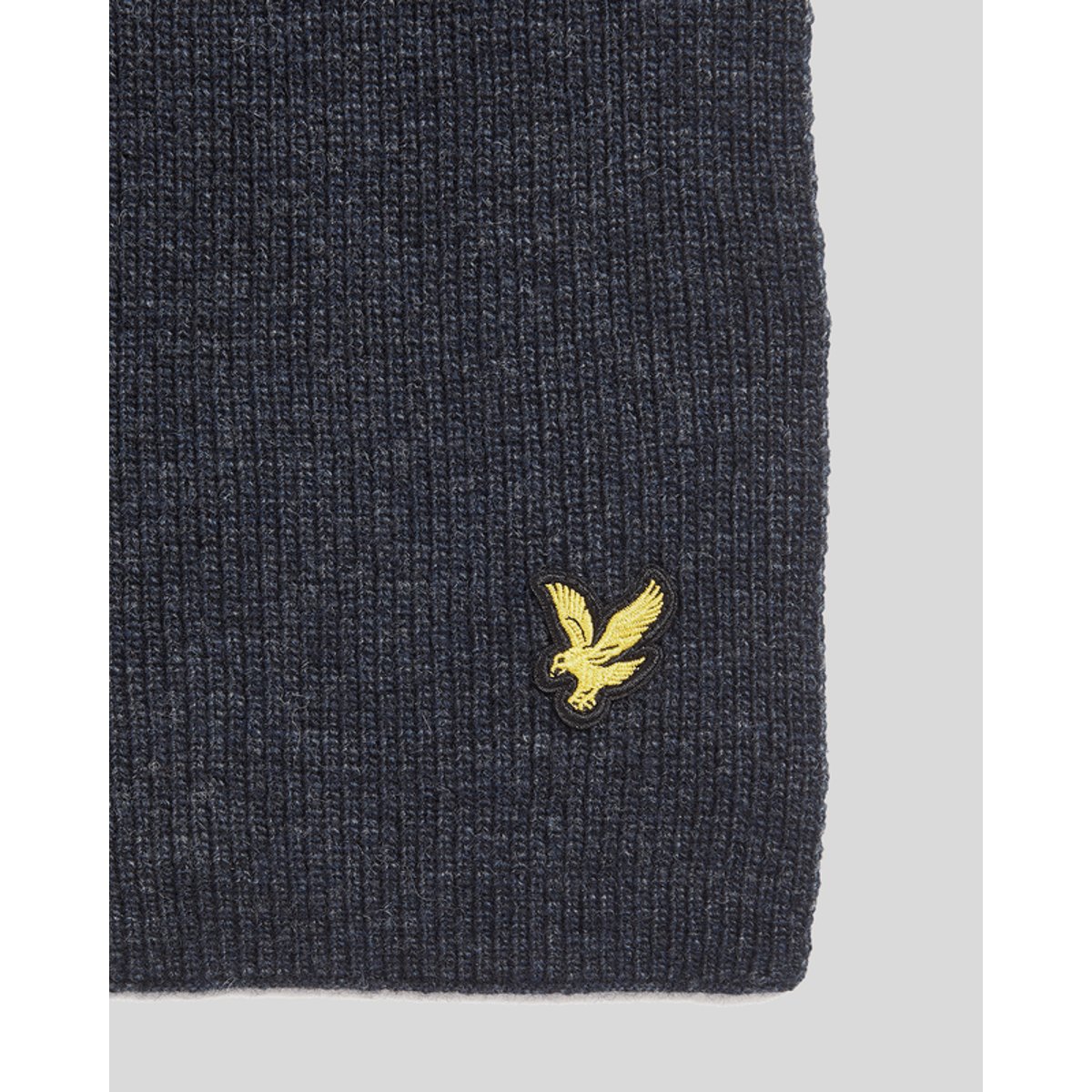 Écharpe en mélange de laine côtelé bleu foncé marine chiné, LYLE & SCOTT