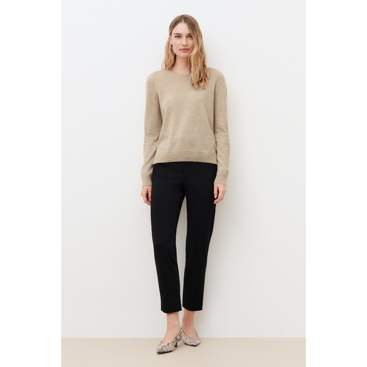 Pull droit col rond cachemire MJANICE sable, CAROLL