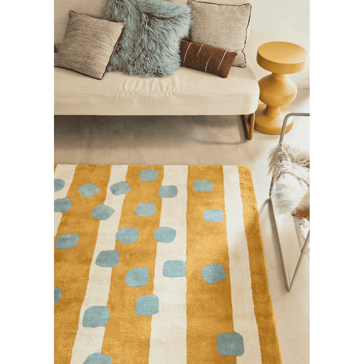 Tapis enfant rectangulaire épais, Coton bio GOTS, VÉGÉTAL ocre, BLEUU STUDIO