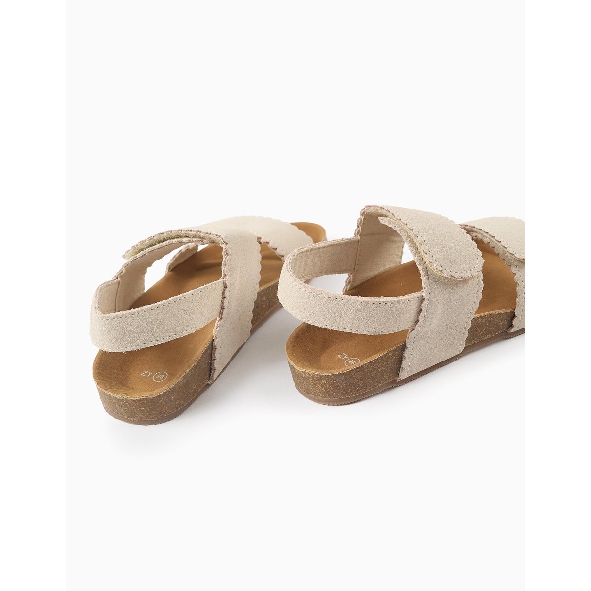 Sandales en daim avec fermeture à scratch beige clair, ZIPPY