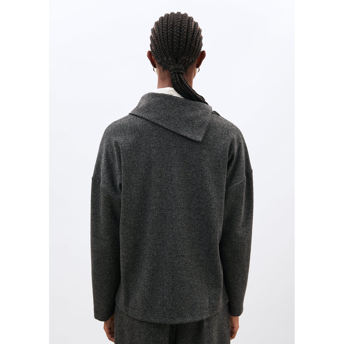 Top en jersey imprimé chevrons manches longues anthracite, HUMILITY