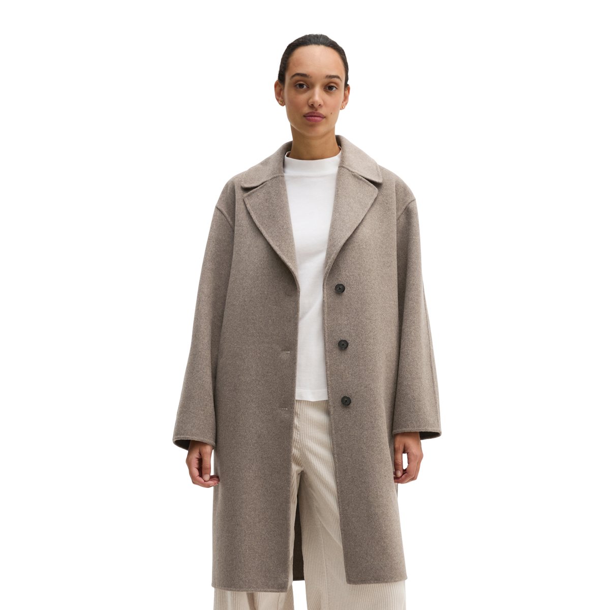 Manteau en laine relaxed en double face mélangée de haute qualité beige, MARC O'POLO
