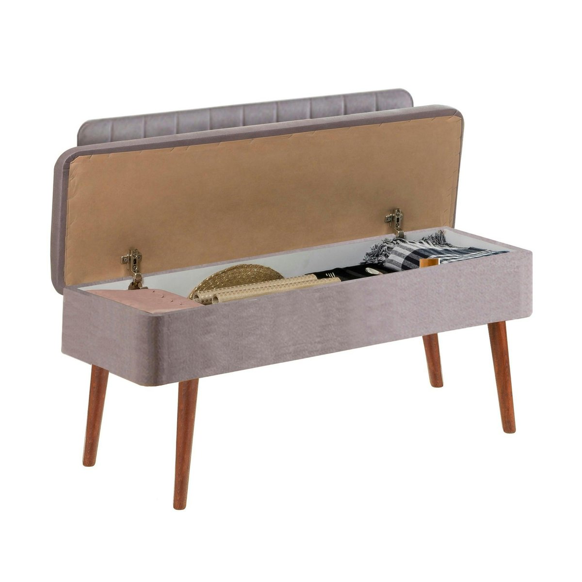 Banquette d'entrée avec coffre JENA gris, PIER IMPORT