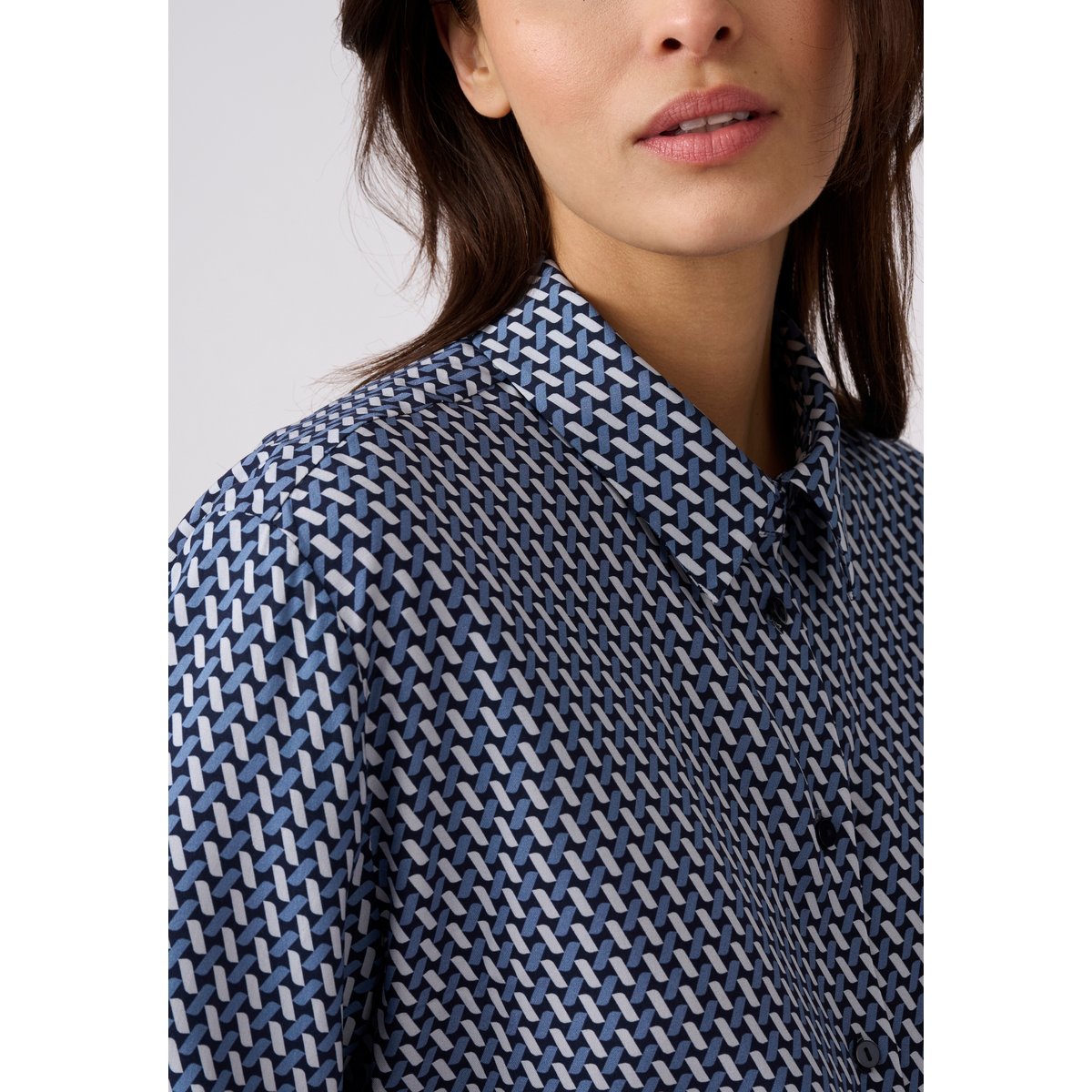 Chemisier imprimé graphique pure viscose bleu graphique, DAMART