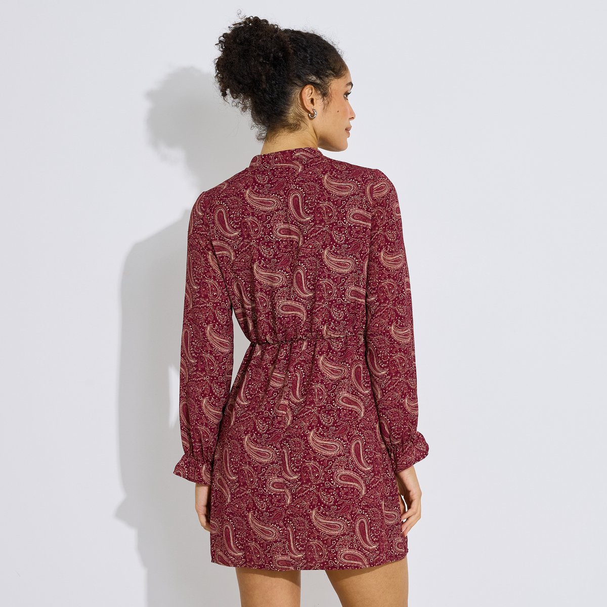 Robe courte imprimée cachemire rose violet, GRAIN DE MALICE