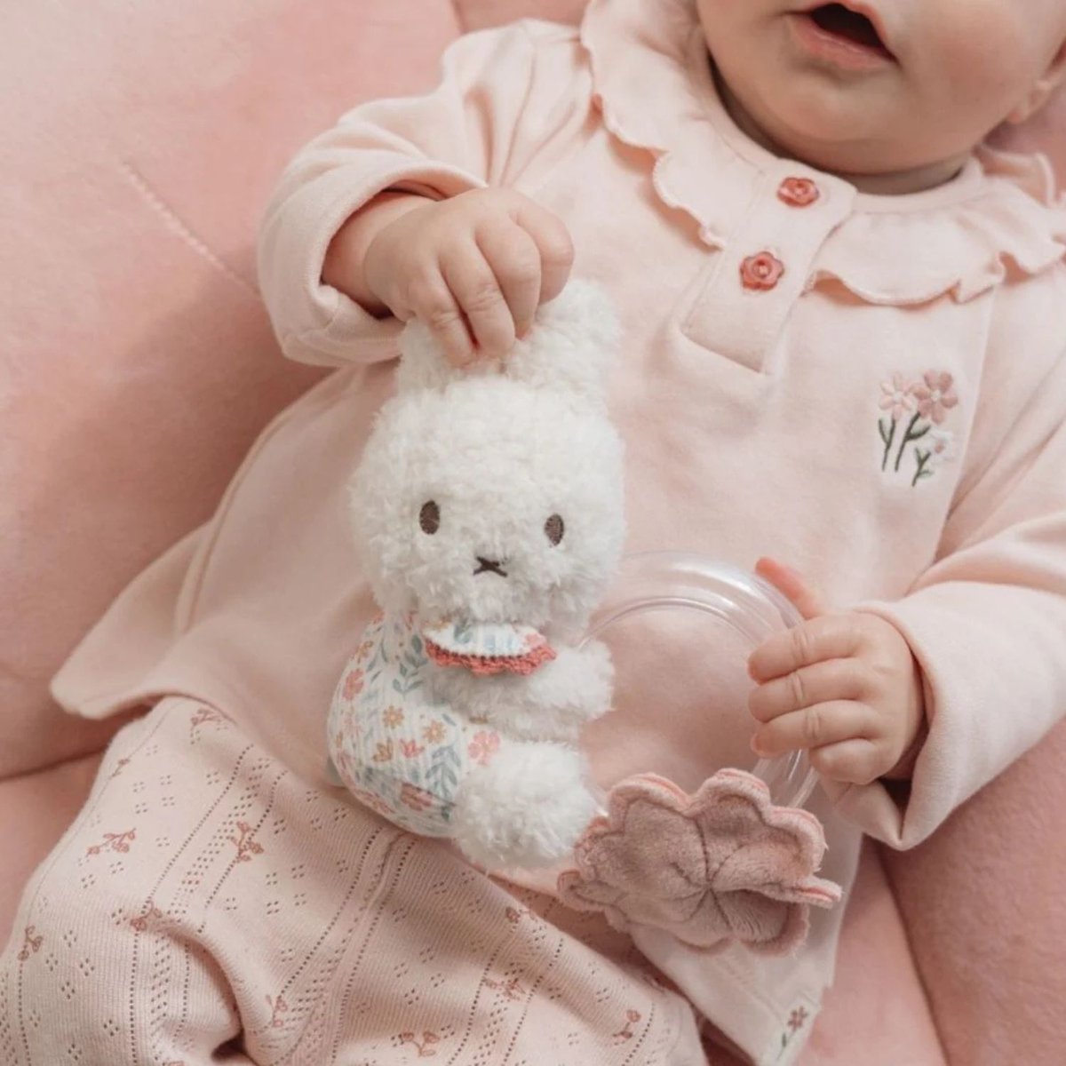 Anneau hochet blanc, rose, LITTLE DUTCH