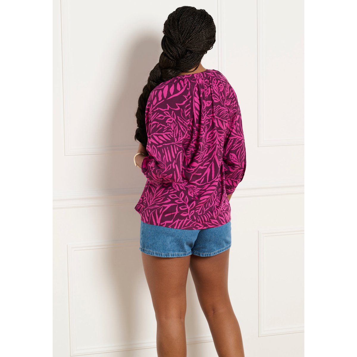 Blouse fluide imprimée aubergine, LOLALIZA