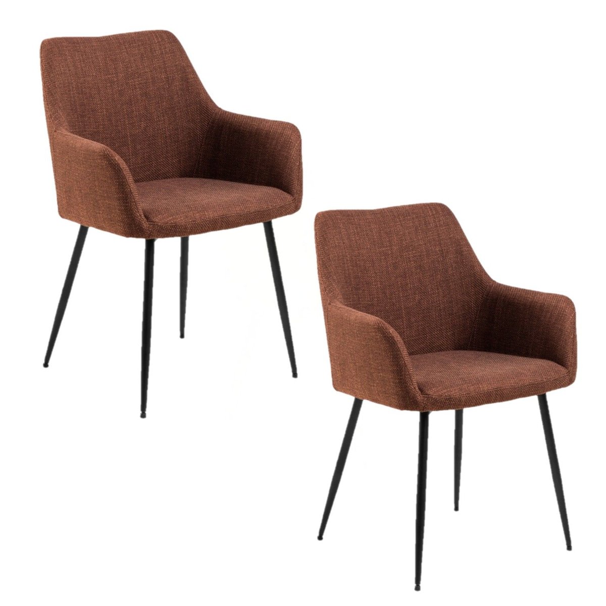 Lot de 2 chaises avec accoudoirs en tissu et acier LIZZY rouge, TOILINUX