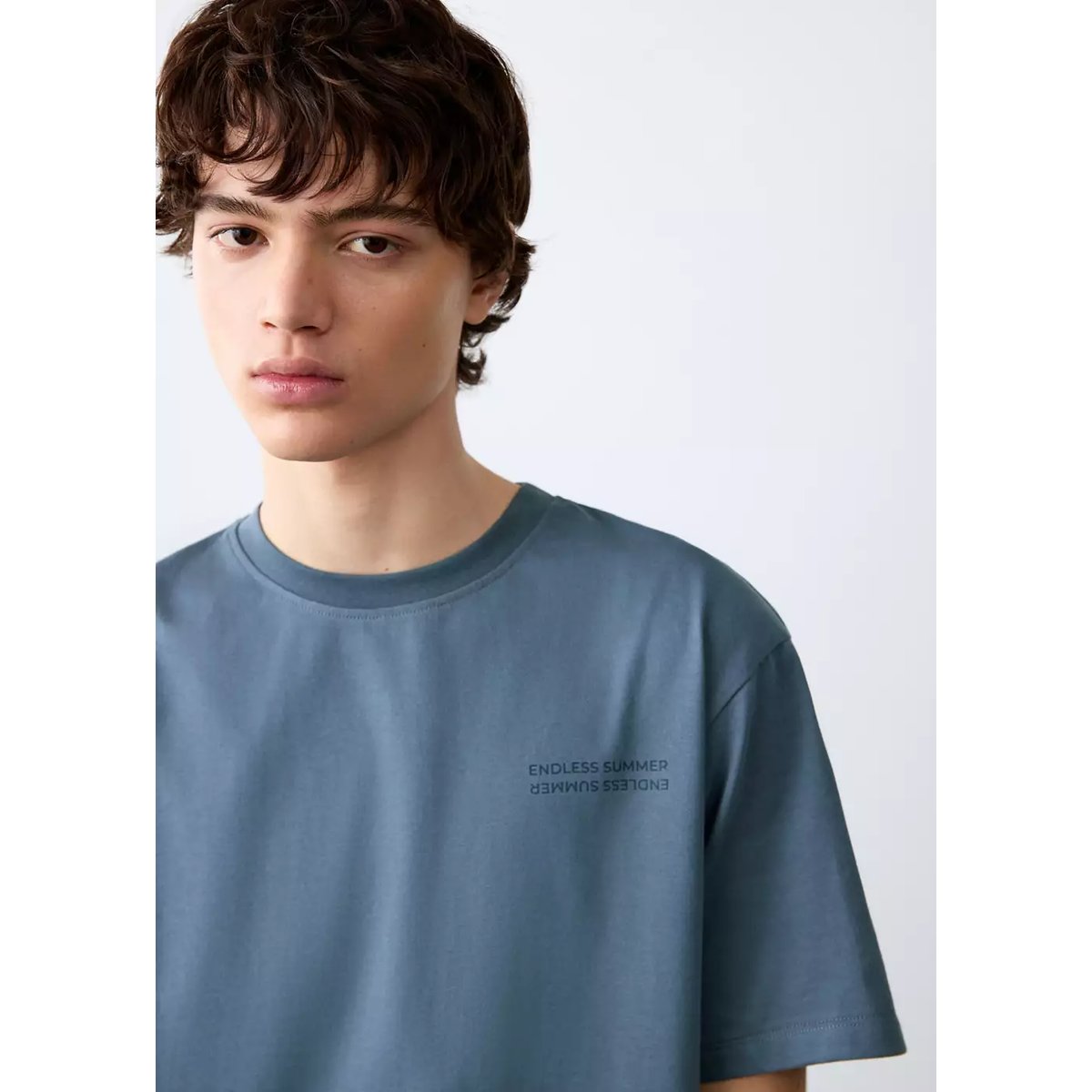 T-shirt imprimé manches courtes bleu, MANGO TEEN