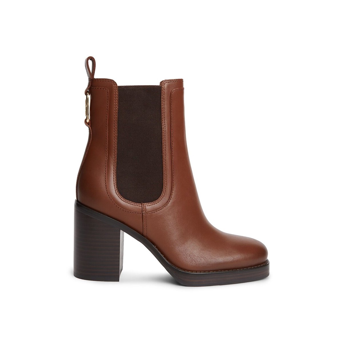 Square Toe Heeled Leather Chelsea Boots cognac, TOMMY HILFIGER