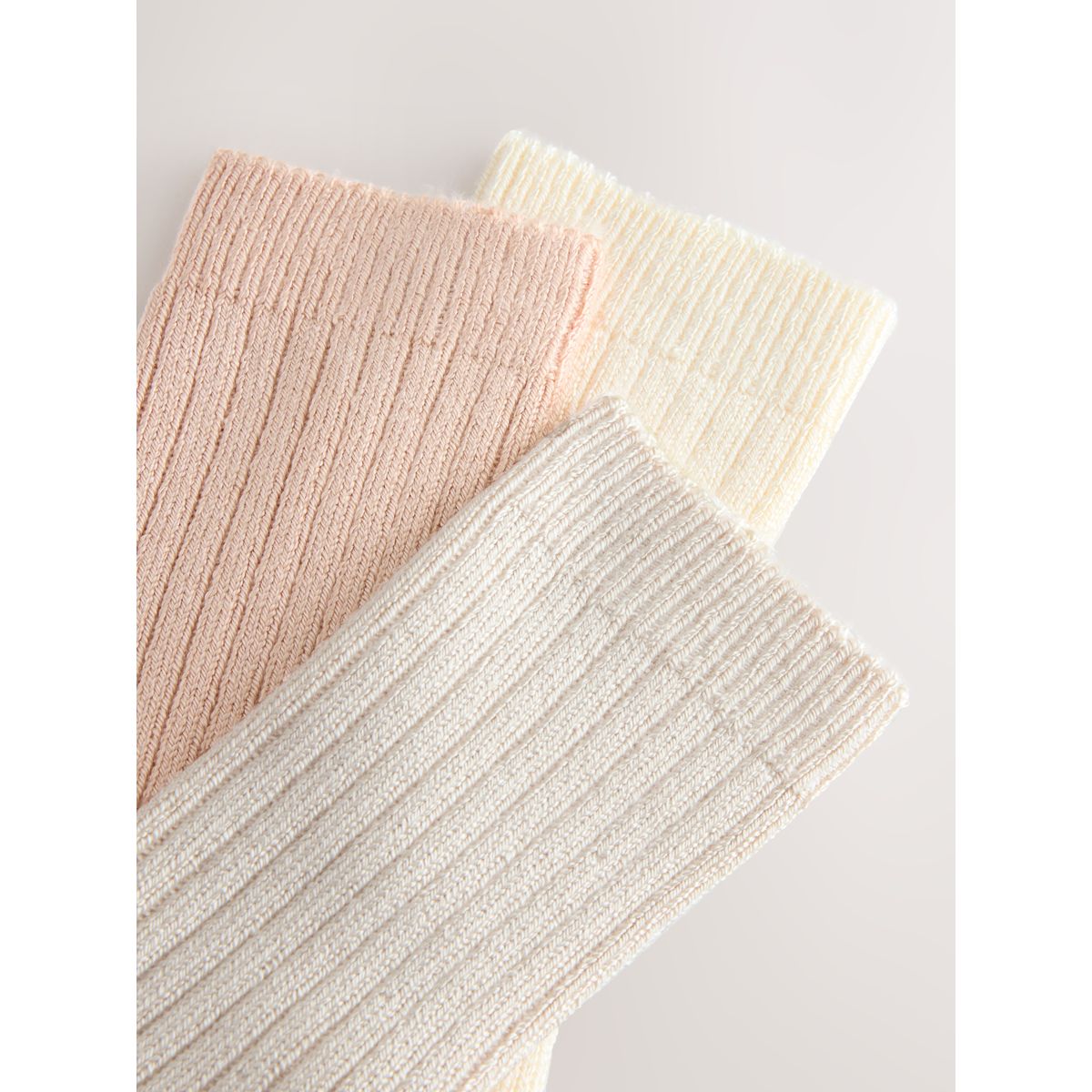 Socquettes côtelées et chaudes, 3 paires naturel, NEXT