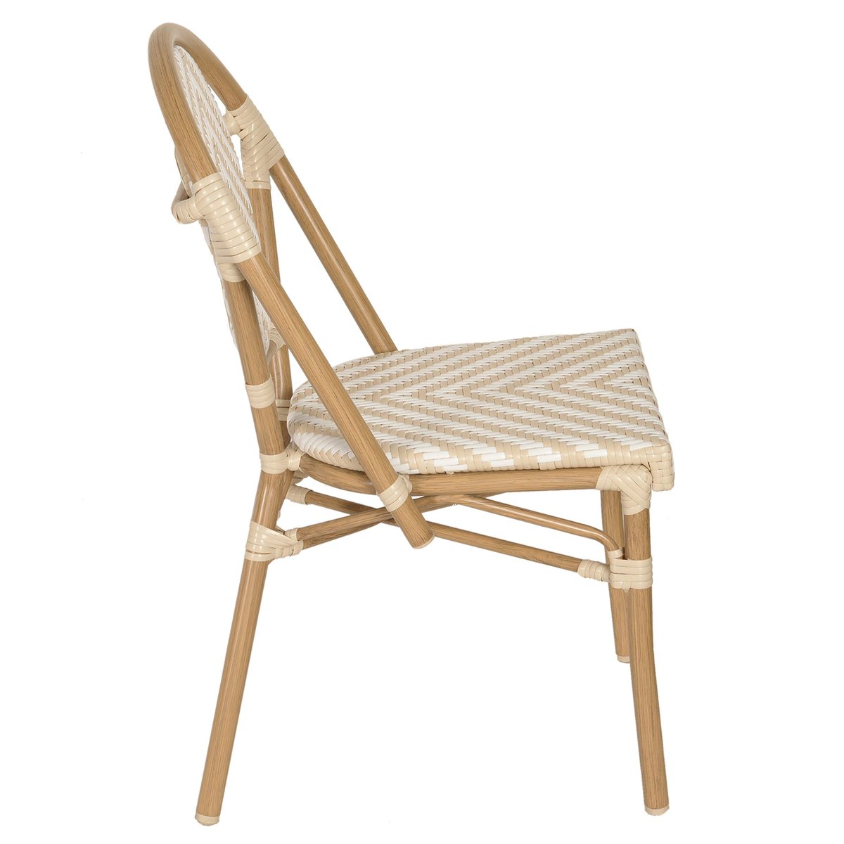 Chaise de terrasse style bistrot parisien en aluminium et rotin synthétique, ALMA beige, OVIALA