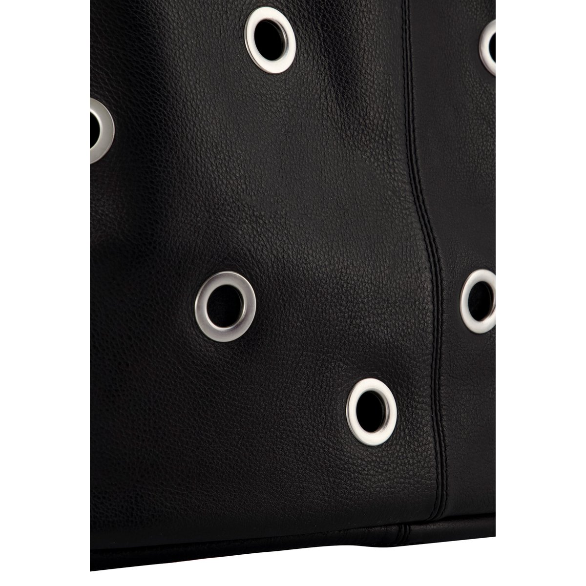 Sac à main cuir décor oeillets Taille L HOBO noir, IKKS