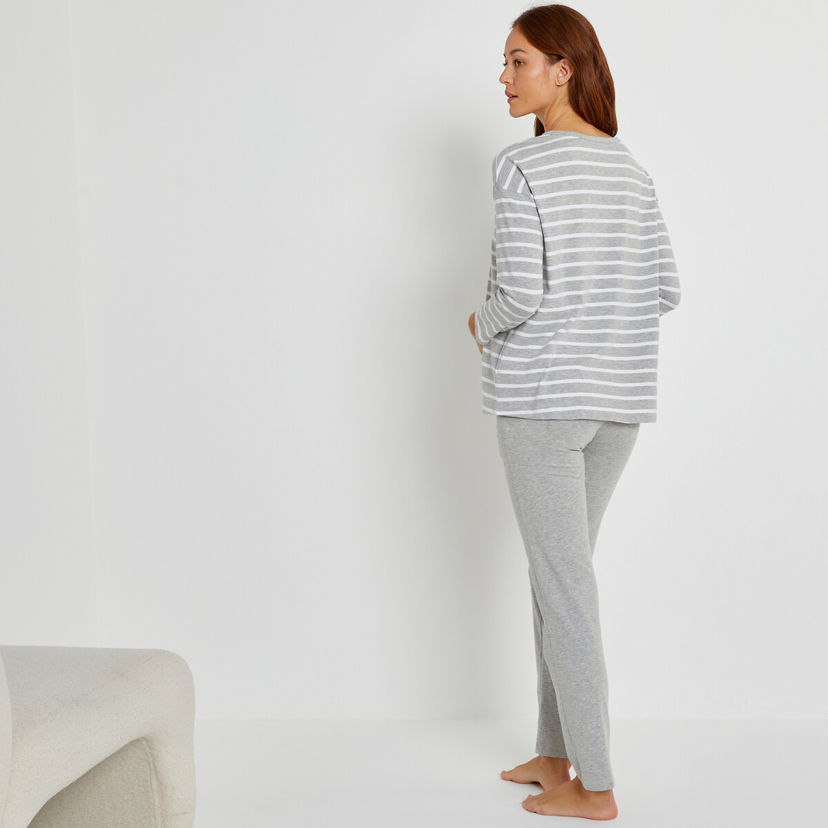 Pyjama de grossesse et allaitement gris rayé, LA REDOUTE COLLECTIONS