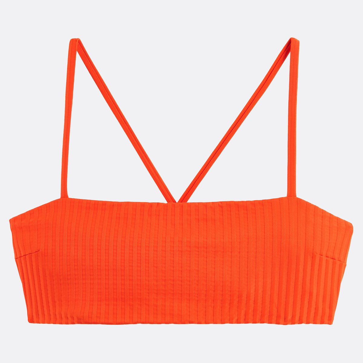 Haut de maillot de bain, brassière, en maille côtes plates, Signature HELENA orange, LA REDOUTE COLLECTIONS