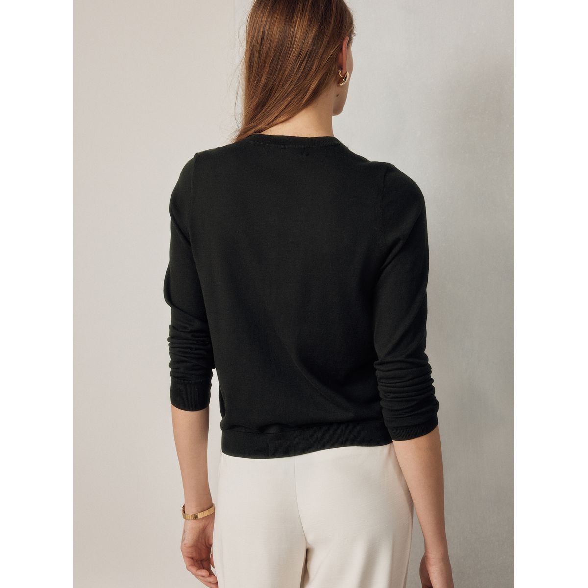 Cardigan ras du cou en coton majoritaire doux noir, NEXT